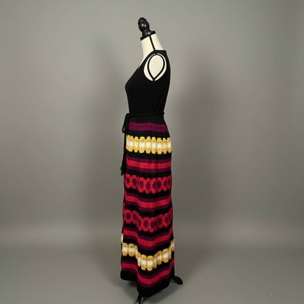 1960s true vintage Gay Gibson mod crochet colorful maxi dress sz- sm(?) lined - Picture 2 of 10